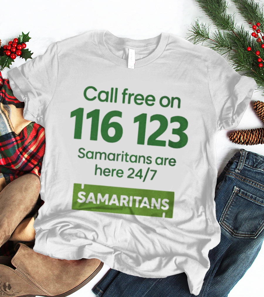 Aston Villa Together Against Suicide Samaritans 116 123 Call Free 24/7 T-Shirt