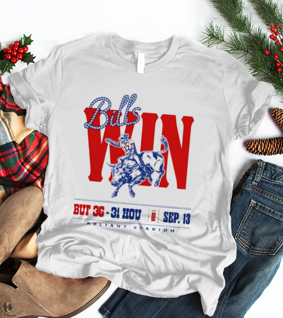 Bills Win BUF 36 31 HOU Week 1 Sep 13 Reliant Stadium Retro Style Football Victory Celebration T-Shirt