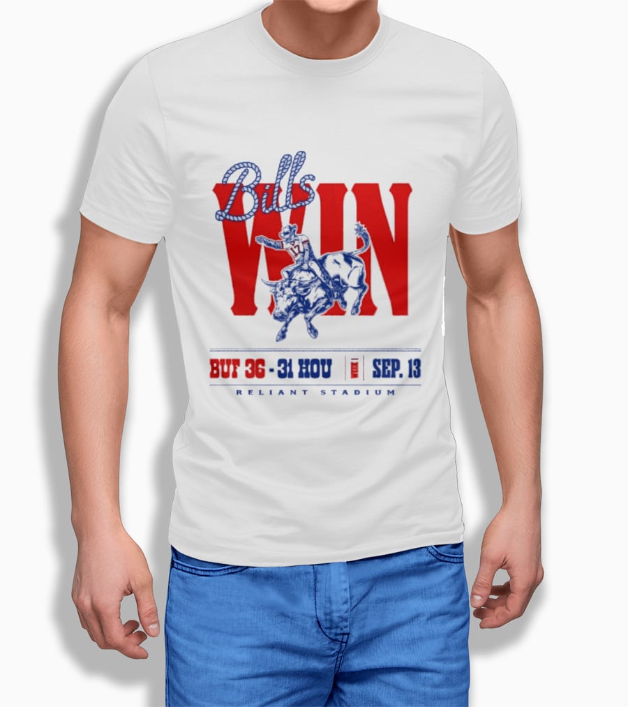 Bills Win BUF 36 31 HOU Week 1 Sep 13 Reliant Stadium Retro Style Football Victory Celebration T-Shirt