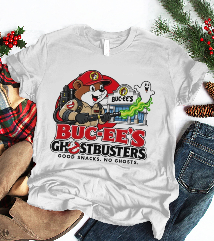 Buc Ee's Ghostbusters Good Snacks No Ghosts Ghostbuster T-Shirt