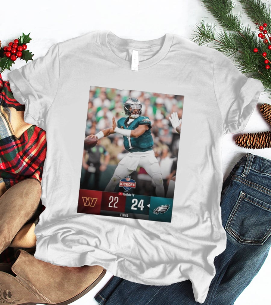 Jalen Hurts NFL Kickoff Philadelphia Eagles Victory 24 22 Final T-Shirt