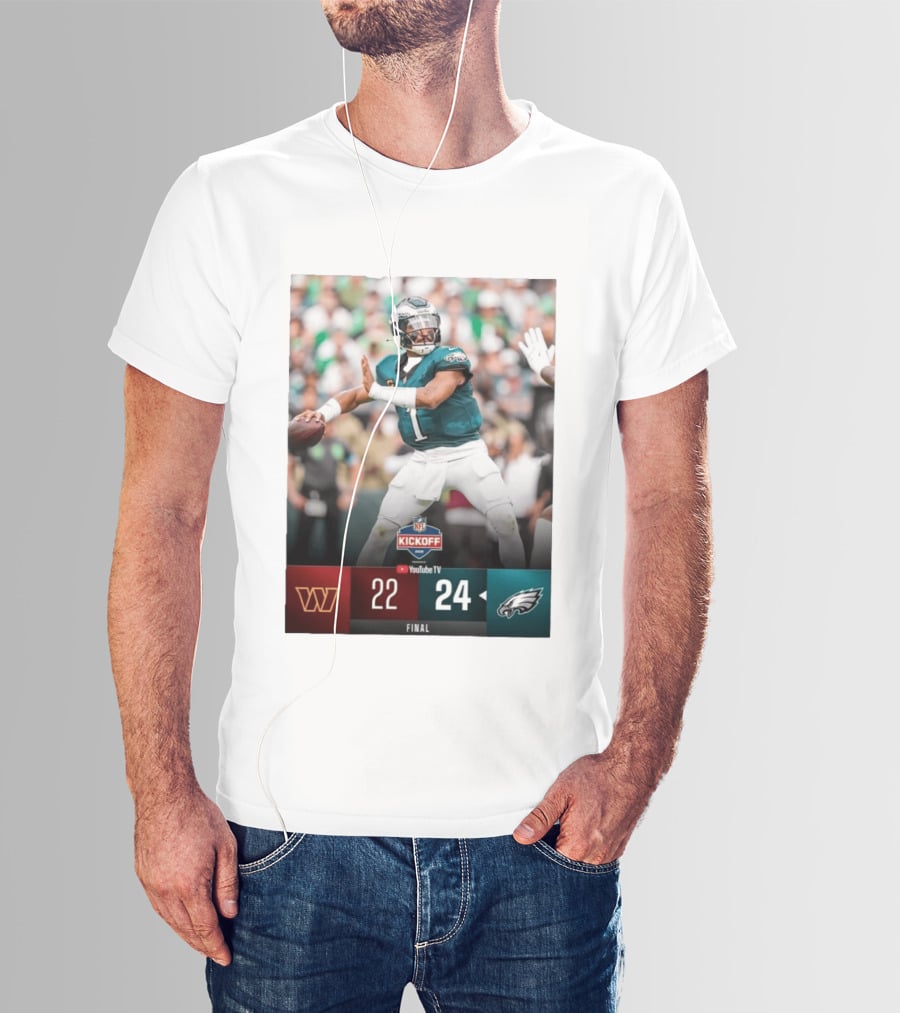 Jalen Hurts NFL Kickoff Philadelphia Eagles Victory 24 22 Final T-Shirt