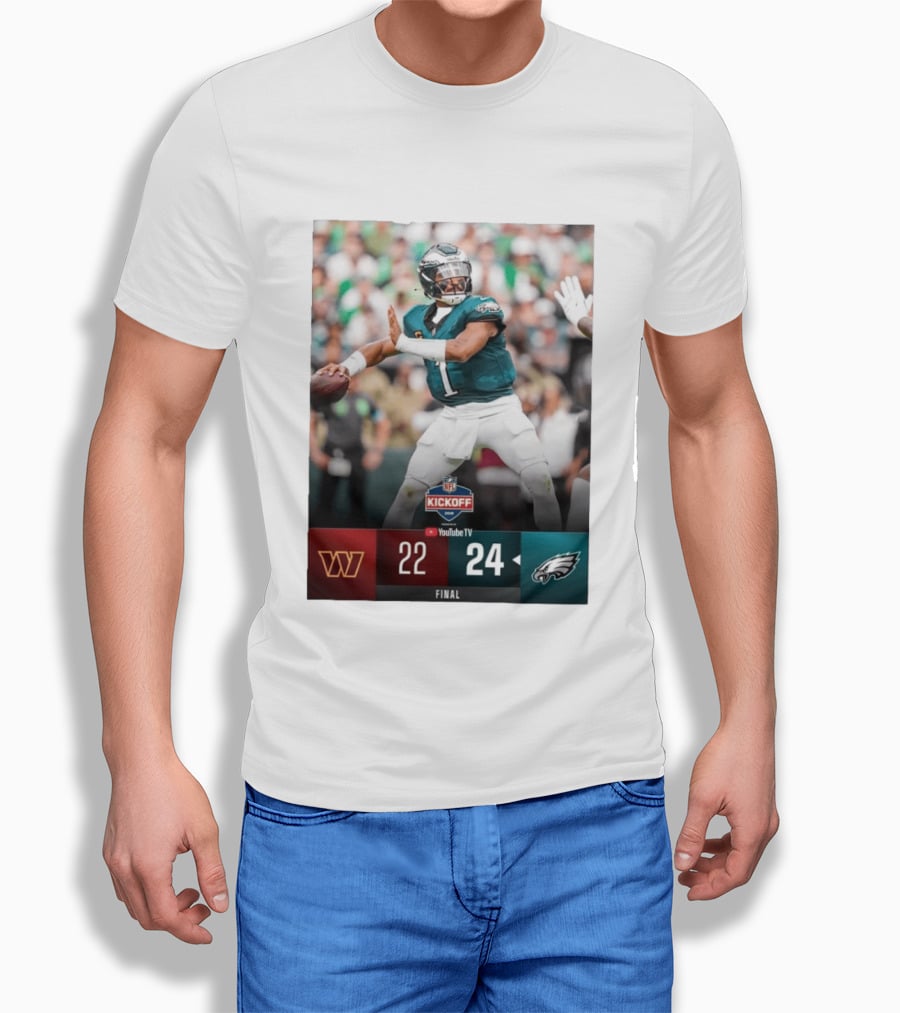 Jalen Hurts NFL Kickoff Philadelphia Eagles Victory 24 22 Final T-Shirt