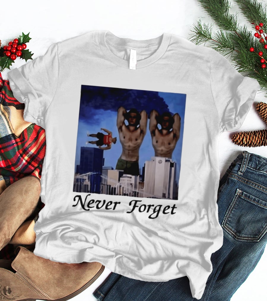 Never Forget 9 11 Internet Meme Edgy Humor Floating Character Twin Towers T-Shirt
