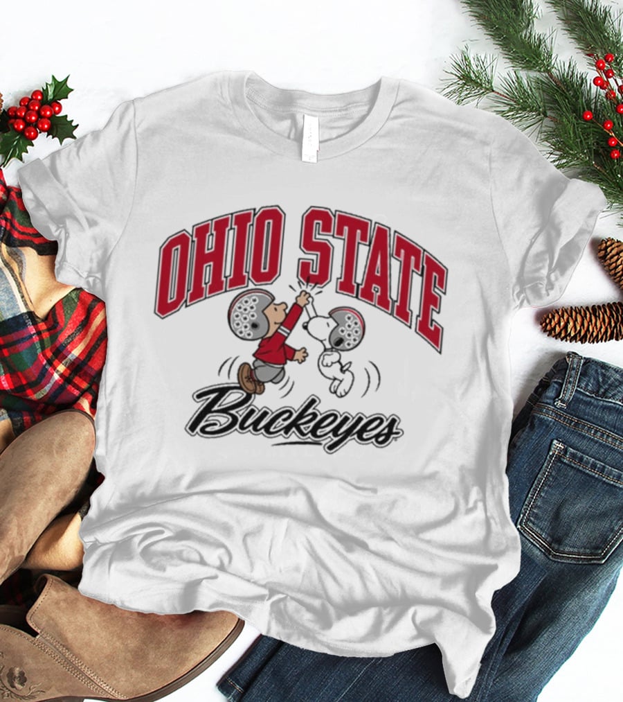 Ohio State Buckeyes Peanuts Characters Football Collaboration T-Shirt