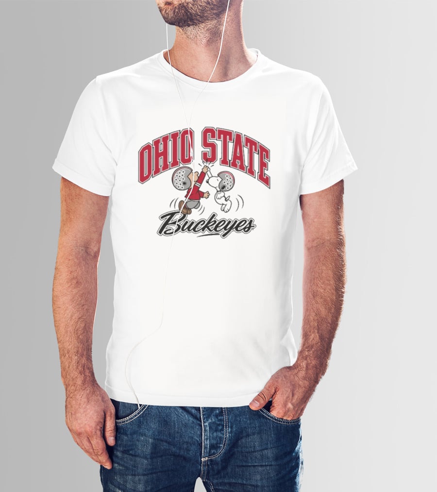 Ohio State Buckeyes Peanuts Characters Football Collaboration T-Shirt