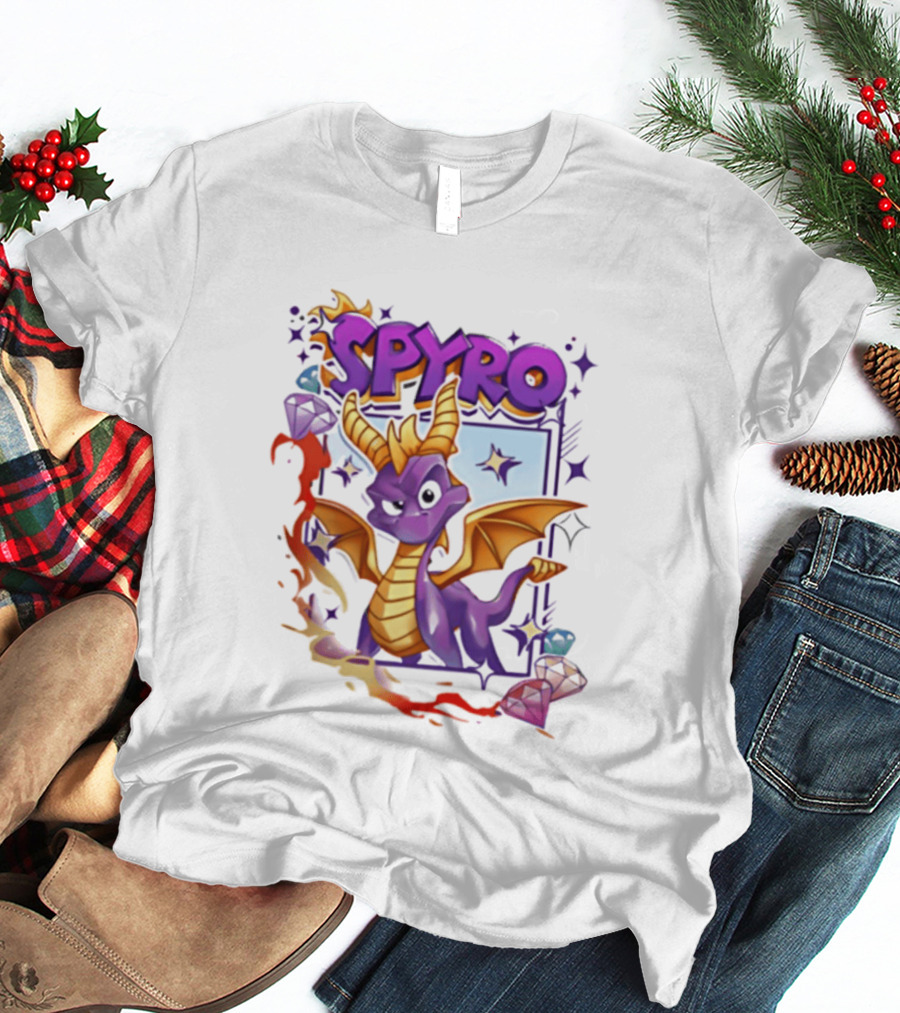 Spyro Purple Dragon Cartoon Polaroid Adventure T-Shirt