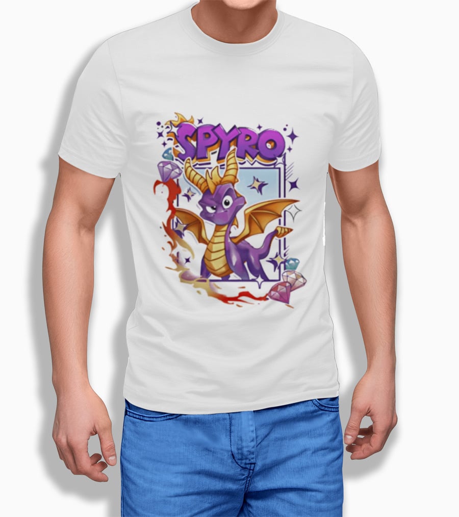 Spyro Purple Dragon Cartoon Polaroid Adventure T-Shirt