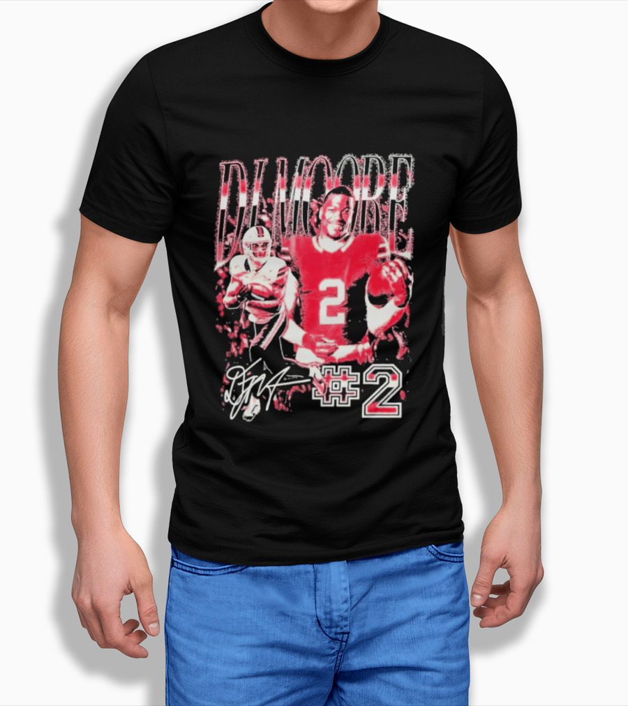 DJ Moore Number 2 Signature 2026 Bills Football Player T-Shirt