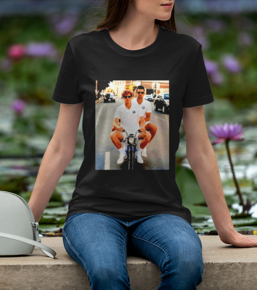 Jannik Sinner Novak Djokovic 2026 Motorcycle Ride Tennis Stars T-Shirt