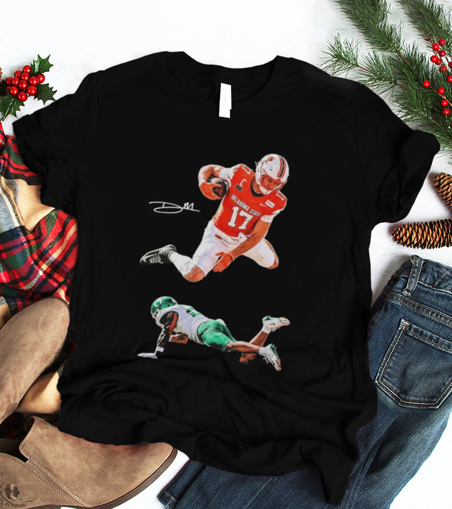 Oklahoma State Football Player Leap Over Oregon Opponent T-Shirt