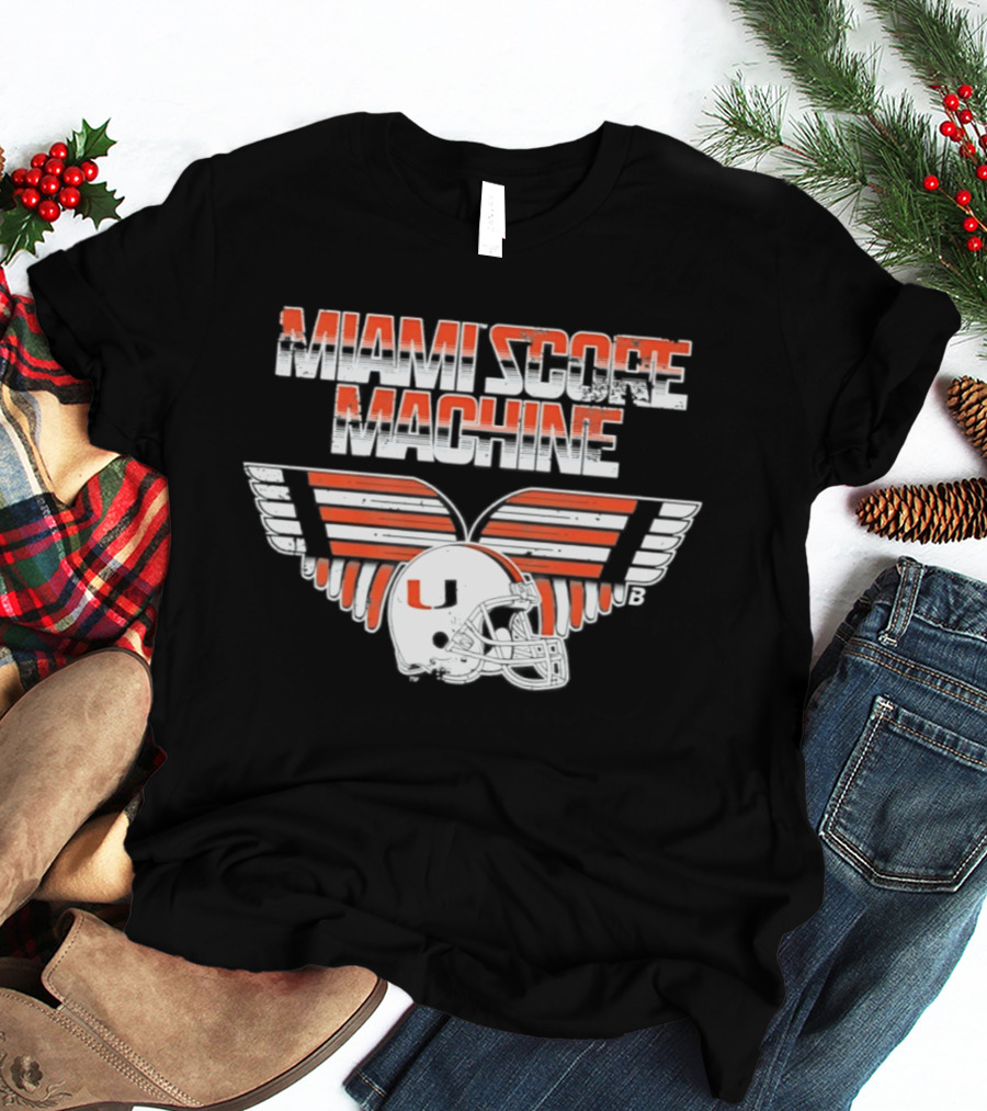 Miami Hurricanes NCAA Football Miami Score Machine Helmet T-Shirt