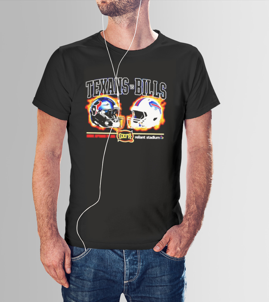 Texans Bills Helmet Showdown Vintage Style Game Day Football T-Shirt