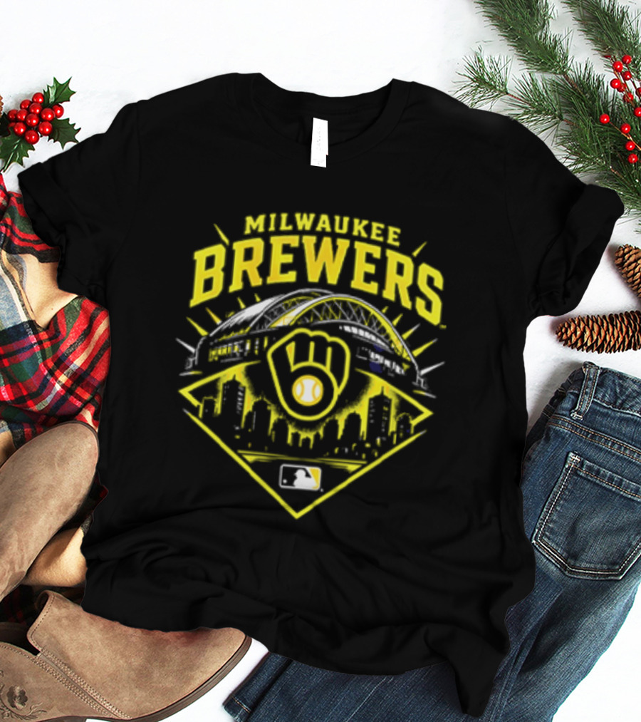 Milwaukee Brewers Skyline Baseball MLB Postseason 2026 Win Our Way Stadium T-Shirt