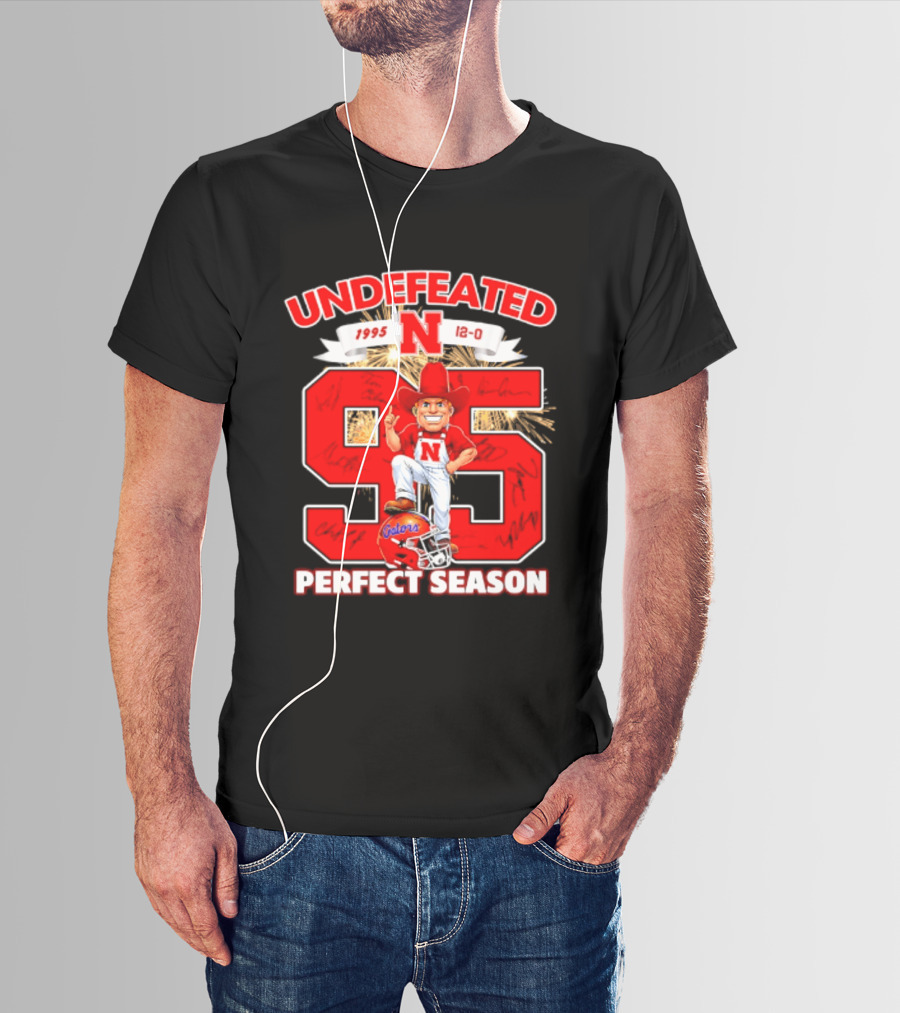 Nebraska Cornhuskers Undefeated 1995 Perfect Season 12 0 Gators 95 Football T-Shirt