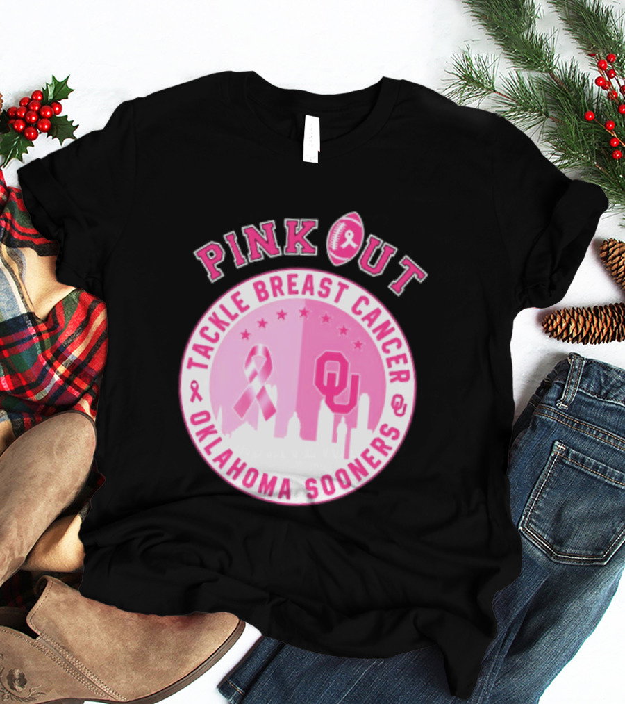 Oklahoma Sooners Pink Out Tackle Breast Cancer Football NCAA T-Shirt