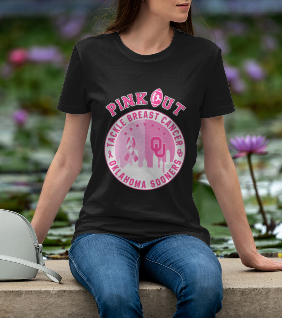 Oklahoma Sooners Pink Out Tackle Breast Cancer Football NCAA T-Shirt