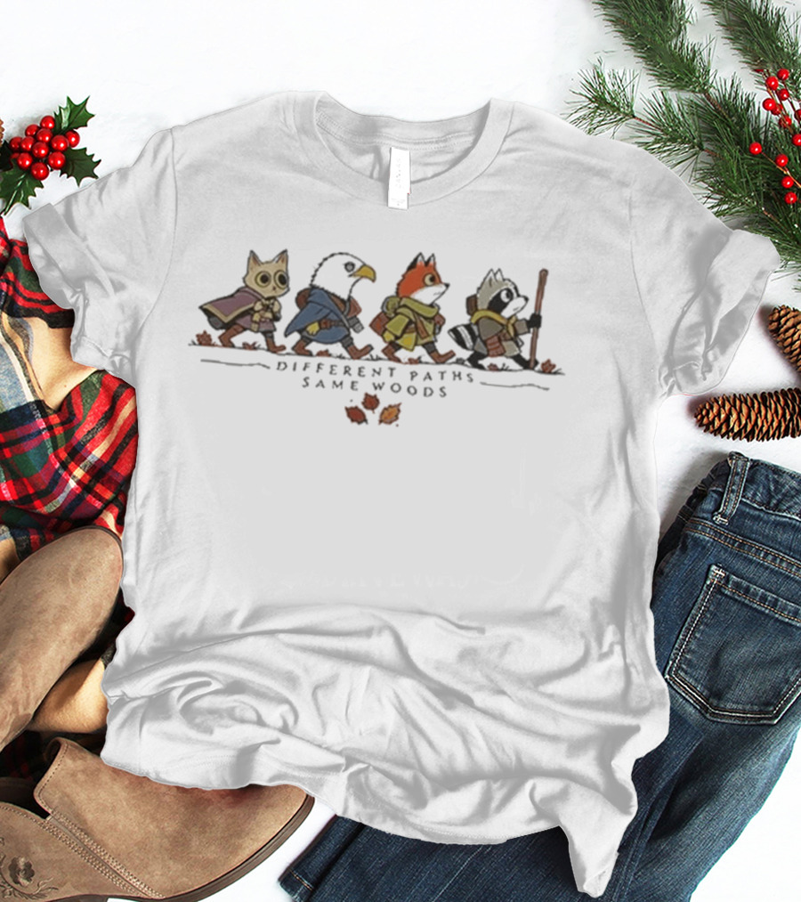 Different Paths Same Woods Root Game Walking Animals T-Shirt