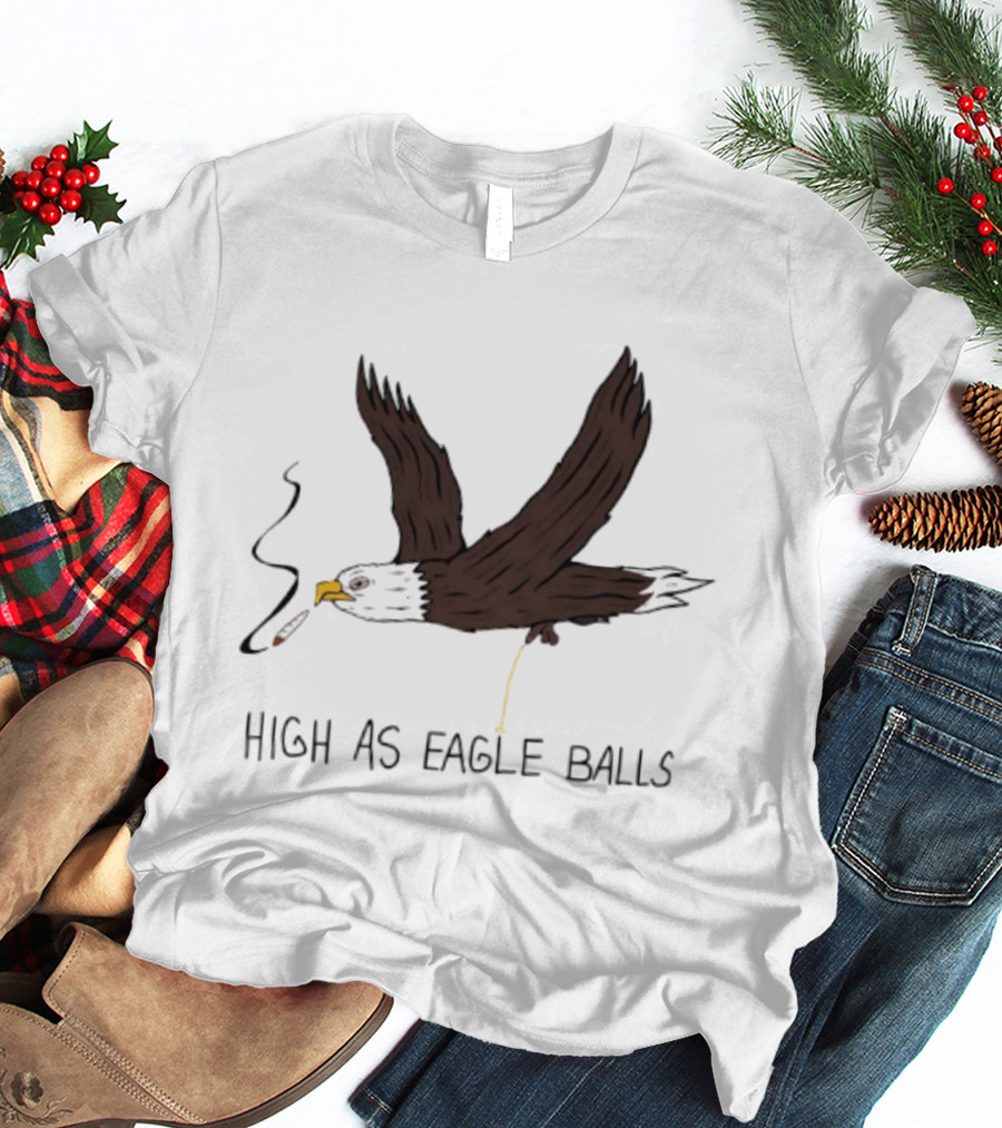 High As Eagle Balls Smoking Eagle Meme T-Shirt