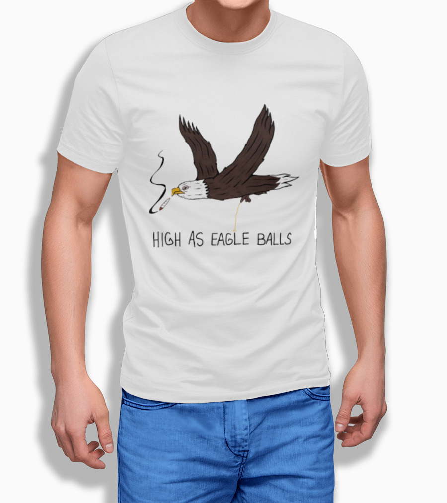 High As Eagle Balls Smoking Eagle Meme T-Shirt