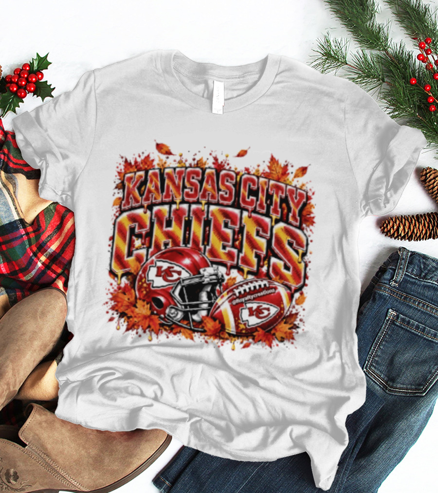 Kansas City Chiefs Football Helmet Autumn Leaves 2026 T-Shirt