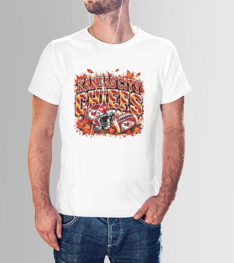 Kansas City Chiefs Football Helmet Autumn Leaves 2026 T-Shirt