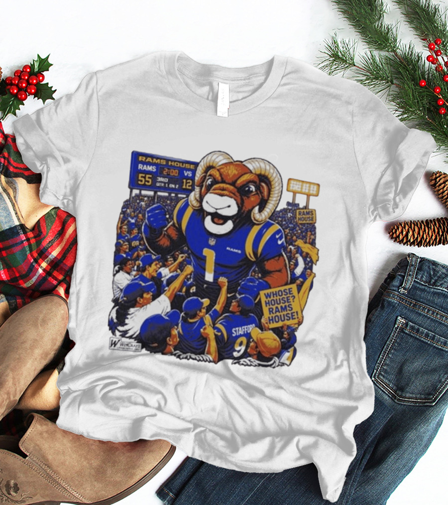 Rams House Rampage Cartoon Scoreboard Los Angeles Whose House T-Shirt