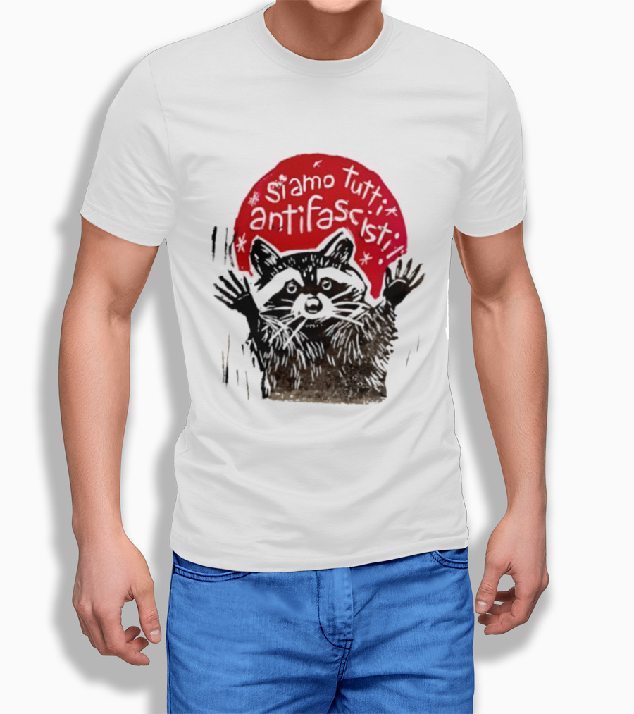 Siamo Tutti Antifascisti Raccoon Image T-Shirt