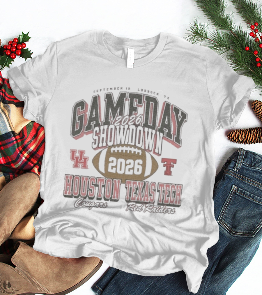 2026 Gameday Showdown Houston Cougars Vs Texas Tech Red Raiders Football T-Shirt