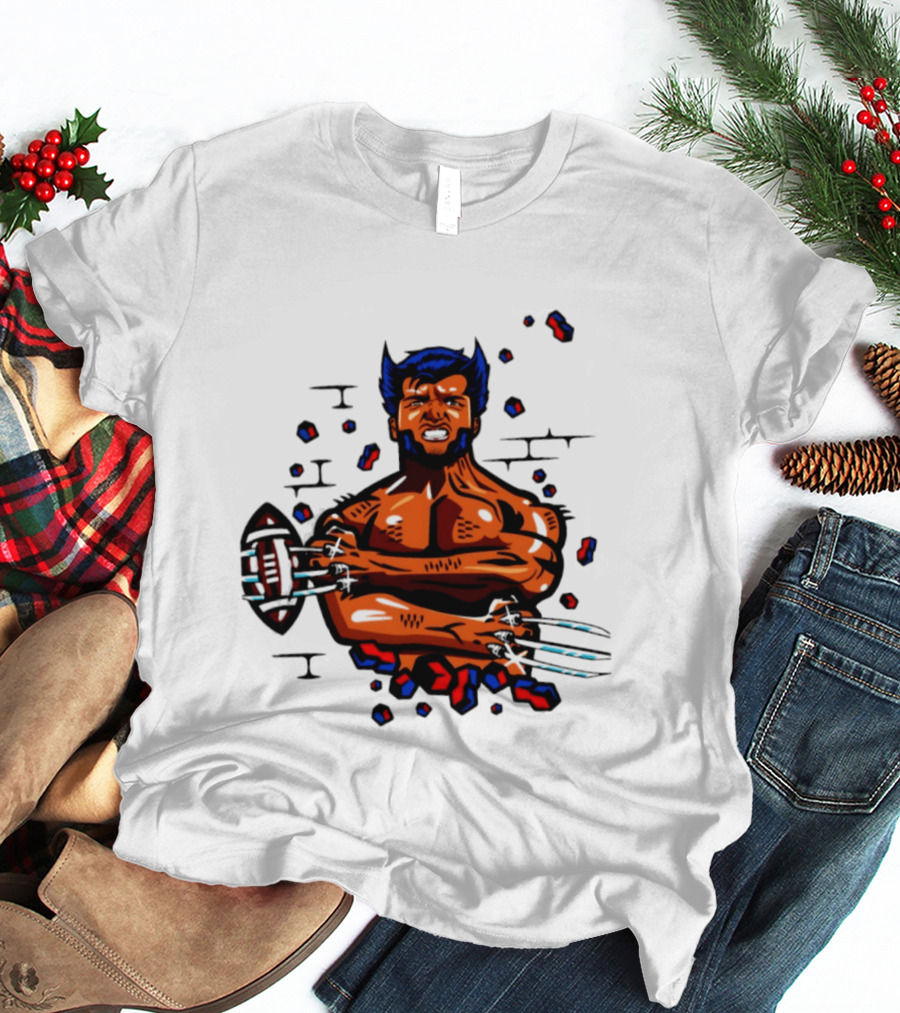 Marvel Wolverine Football Caricature Bold Comic T-Shirt