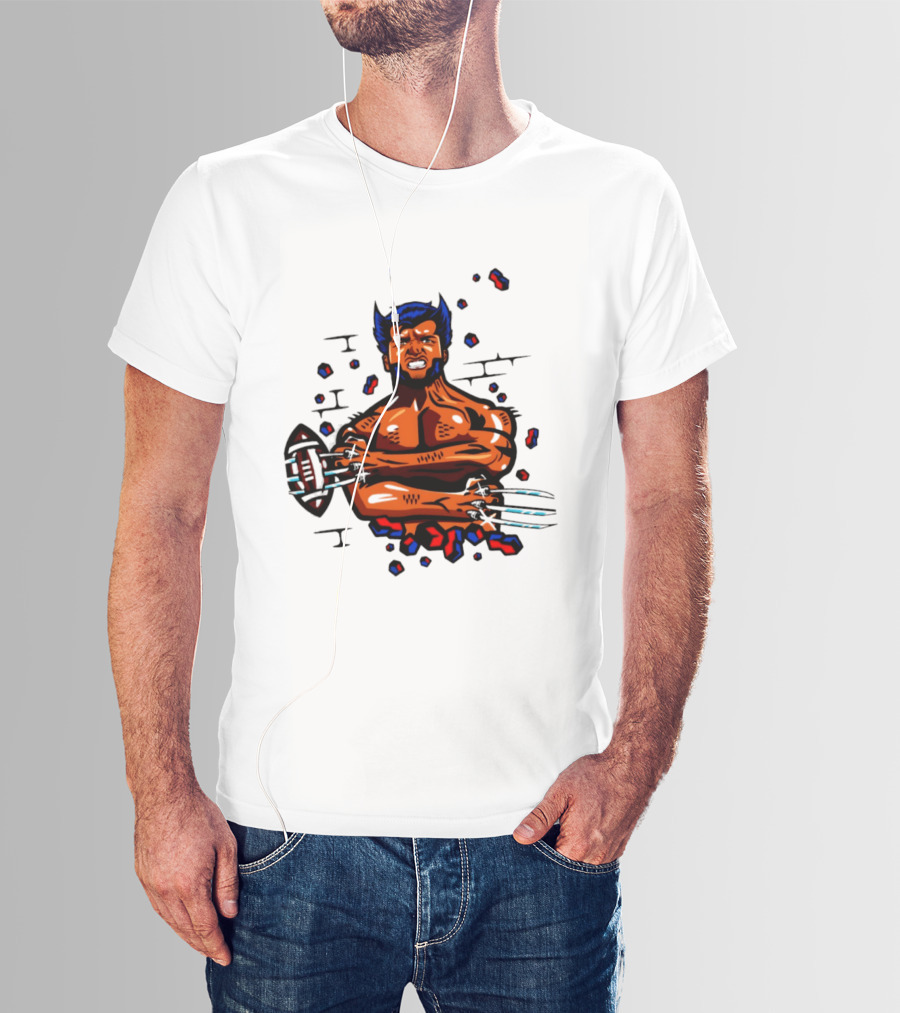 Marvel Wolverine Football Caricature Bold Comic T-Shirt