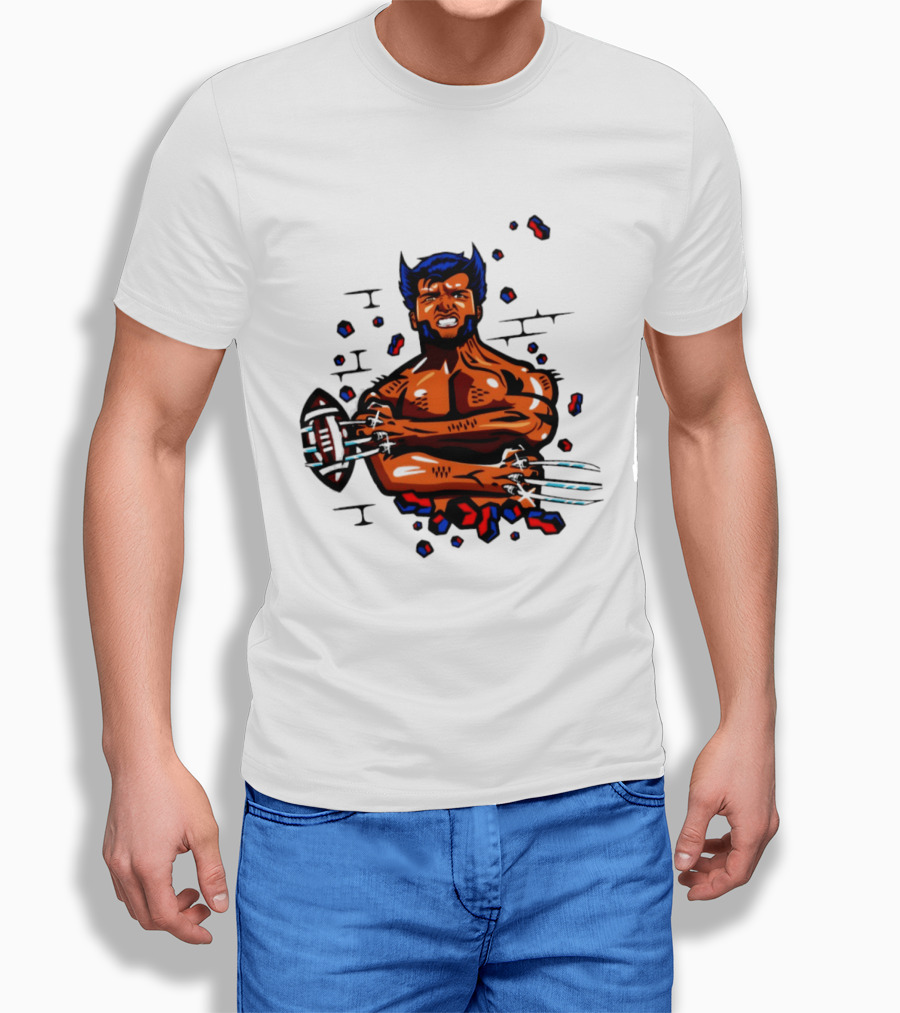 Marvel Wolverine Football Caricature Bold Comic T-Shirt