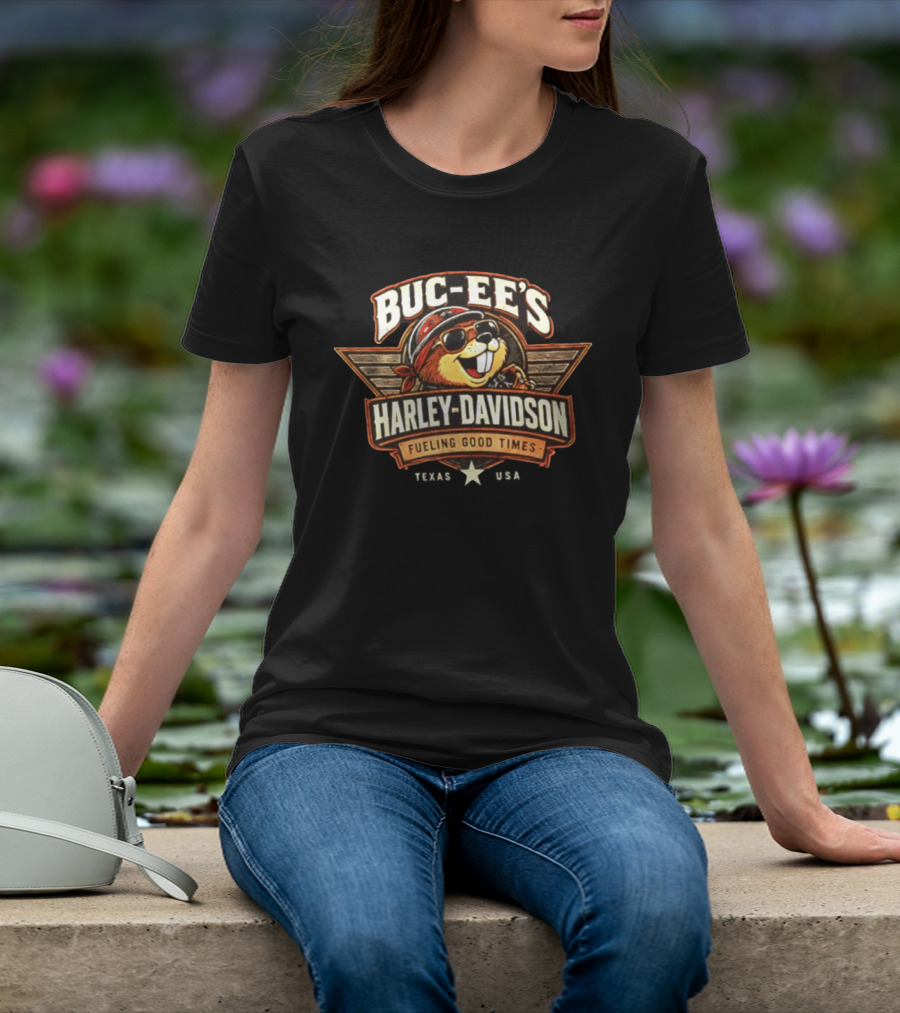 Buc Ee's Harley Davidson Fueling Good Times Texas Beavers Ride Further Great Roads T-Shirt