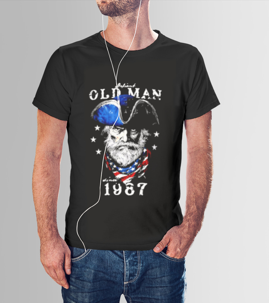 Old Man 1987 Patriotic Eagle And Stars T-Shirt