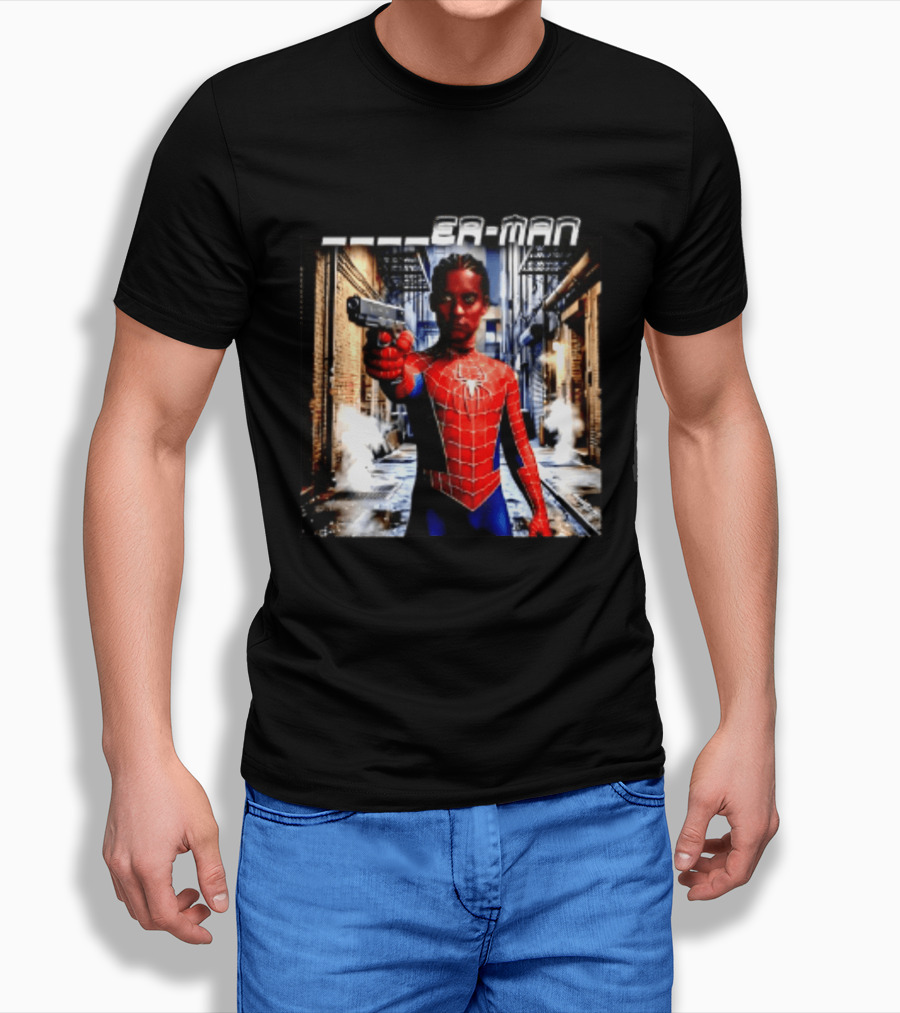 Tobey Maguire Spider Man Marvel Superhero Meme Gun Alley Scene T-Shirt