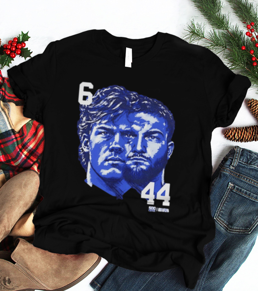 Jaxson Dart Cam Skattebo 6 44 New York Giants Face Morph Sports Fan T-Shirt