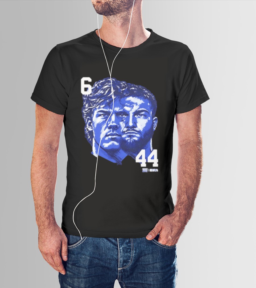 Jaxson Dart Cam Skattebo 6 44 New York Giants Face Morph Sports Fan T-Shirt