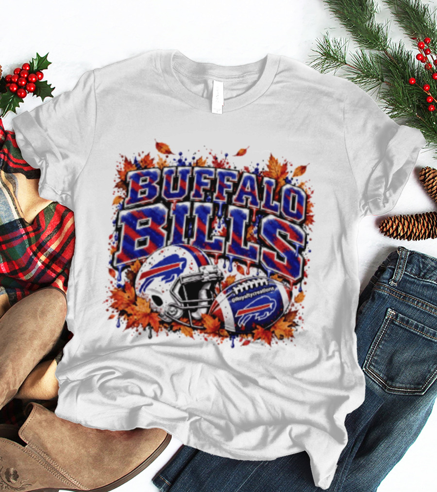 Buffalo Bills Helmet Fall Leaves Football Spirit T-Shirt