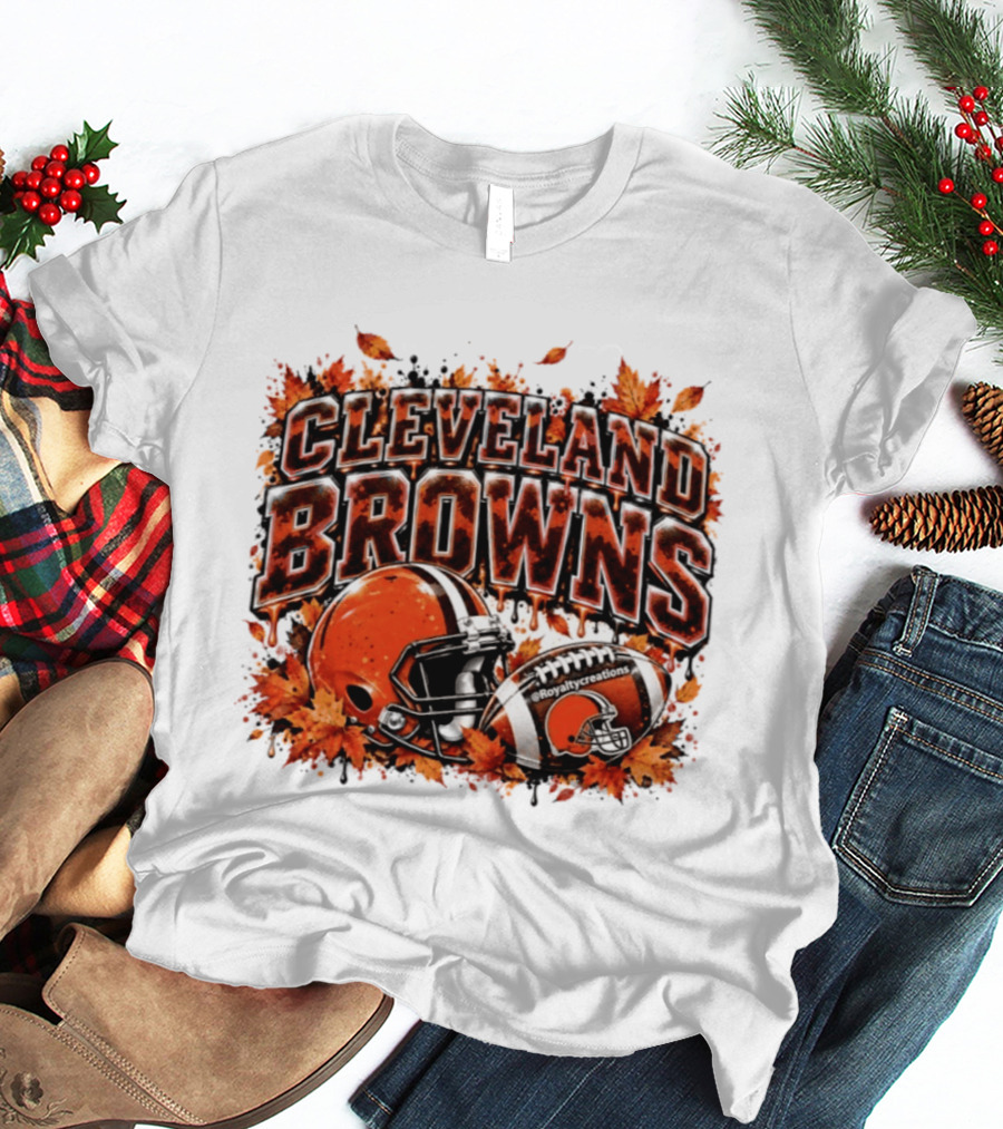 Cleveland Browns Football Helmet Autumn Leaves Halloween 2026 T-Shirt