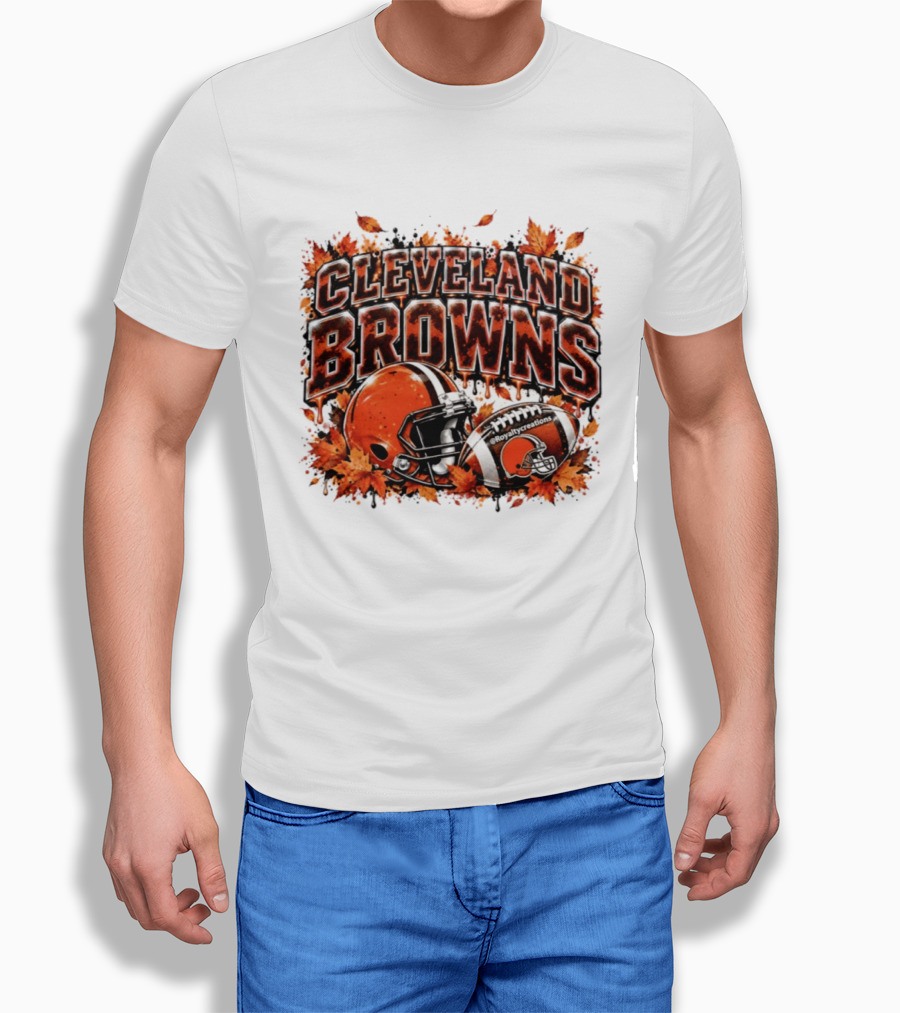 Cleveland Browns Football Helmet Autumn Leaves Halloween 2026 T-Shirt