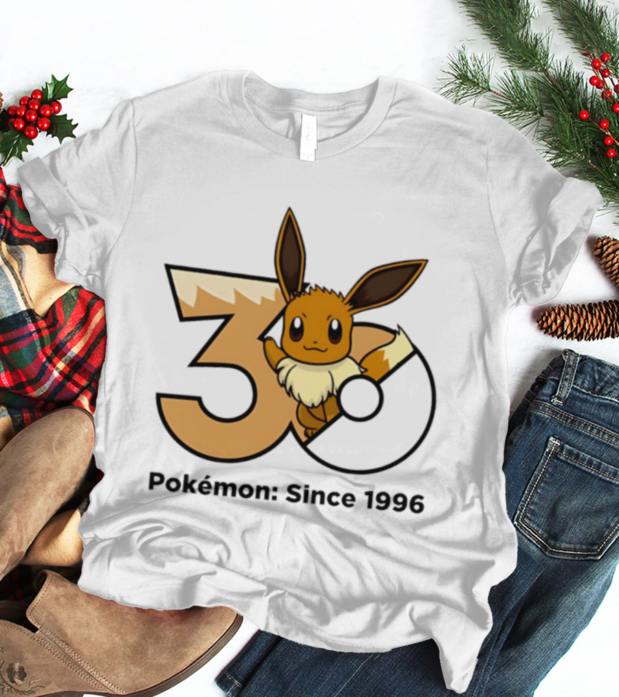 Eevee Pokémon 30th Anniversary Since 1996 Celebration T-Shirt