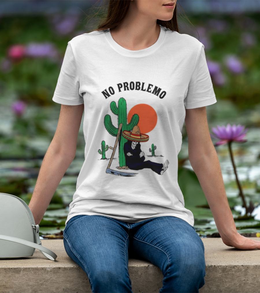 No Problemo Grim Reaper Sombrero Cactus Sunset Mexico T-Shirt