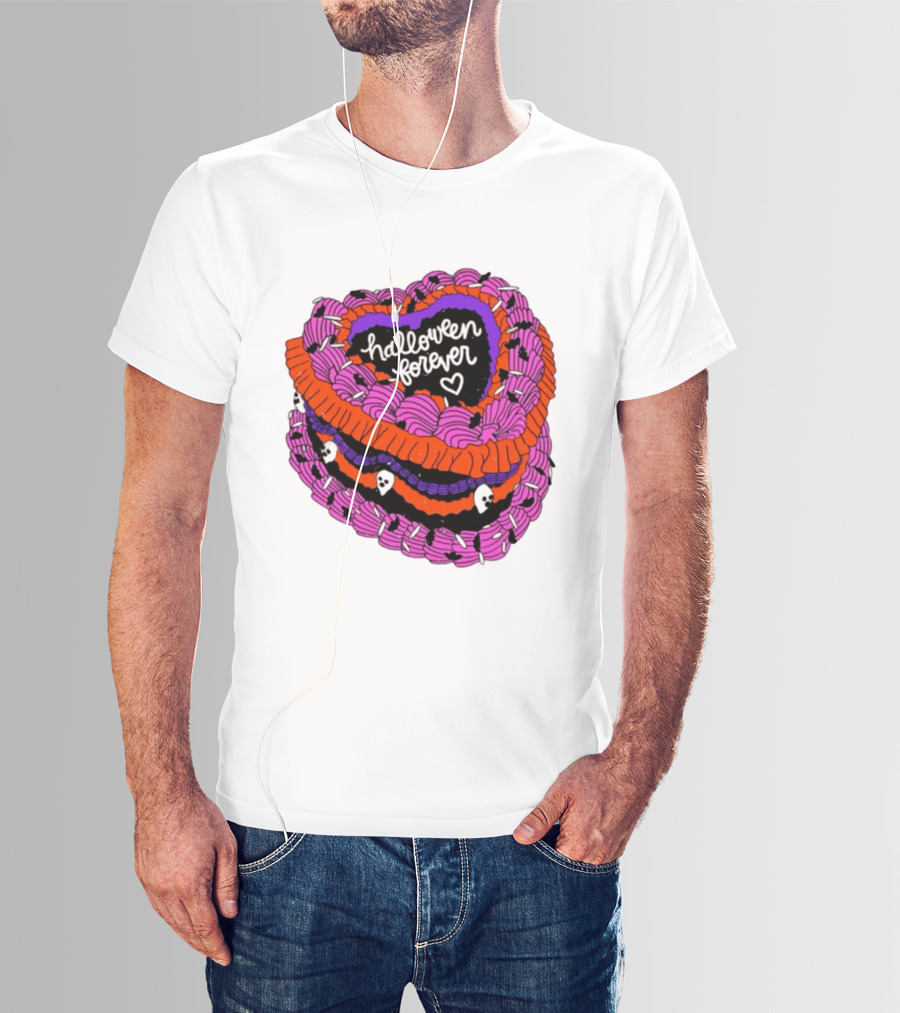 Halloween Forever Heart Cake Spooky Goth Aesthetic Skeleton Decor T-Shirt