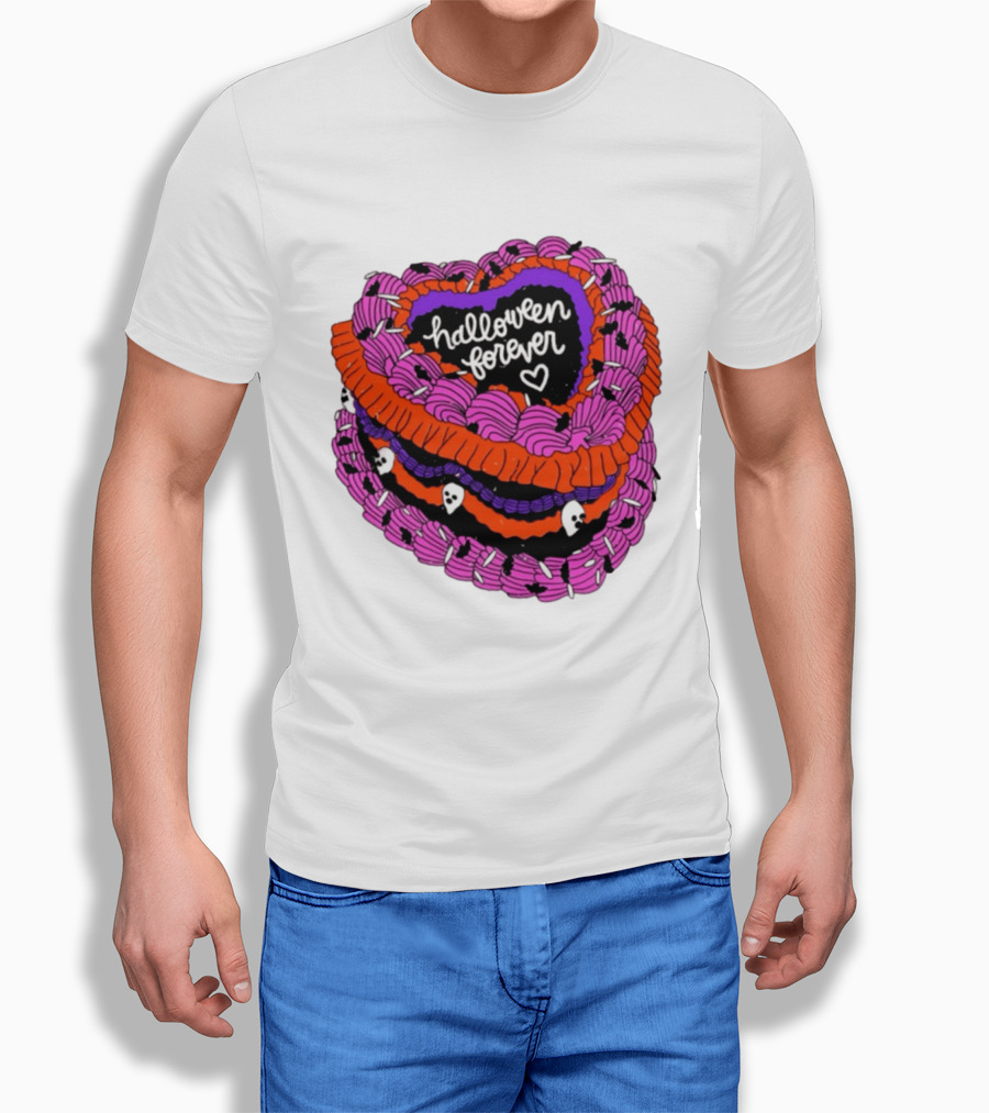 Halloween Forever Heart Cake Spooky Goth Aesthetic Skeleton Decor T-Shirt