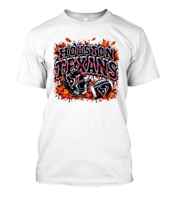 Houston Texans Football Helmet Autumn Leaves 2026 T-Shirt
