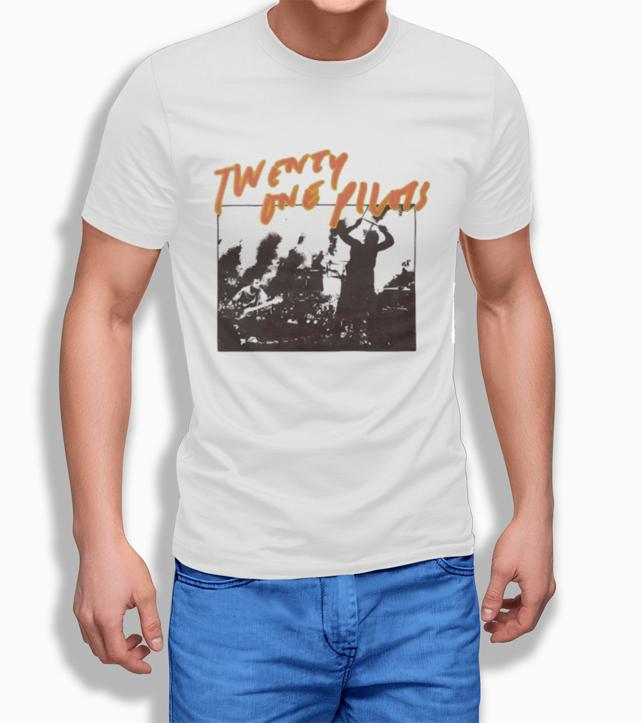 Twenty One Pilots Live Photo Silhouette Drummer Stage Performance T-Shirt