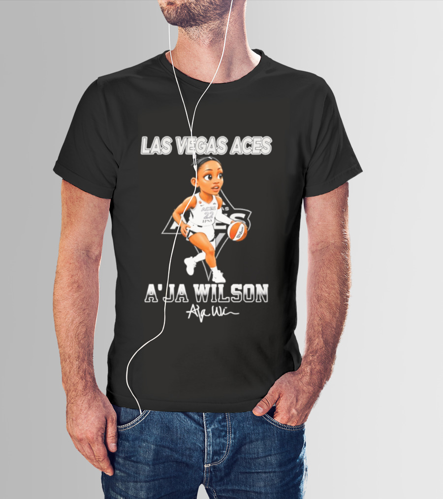 Las Vegas Aces A'ja Wilson Cartoon Basketball Player WNBA T-Shirt