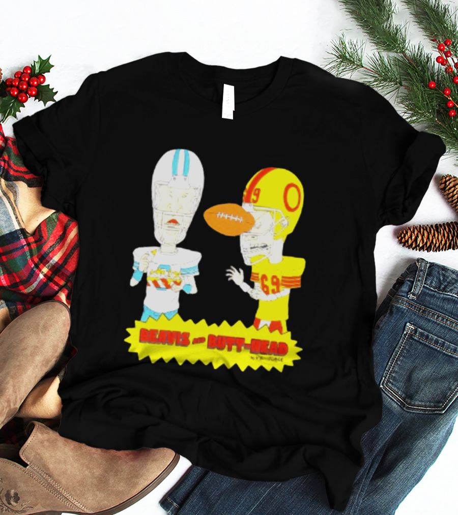 Beavis And Butt Head Football Parody Player Cartoons MTV Series 90s Humor T-Shirt