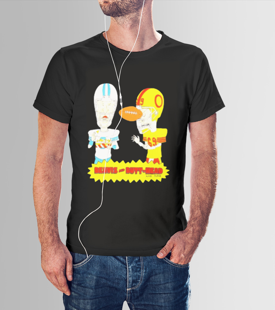 Beavis And Butt Head Football Parody Player Cartoons MTV Series 90s Humor T-Shirt