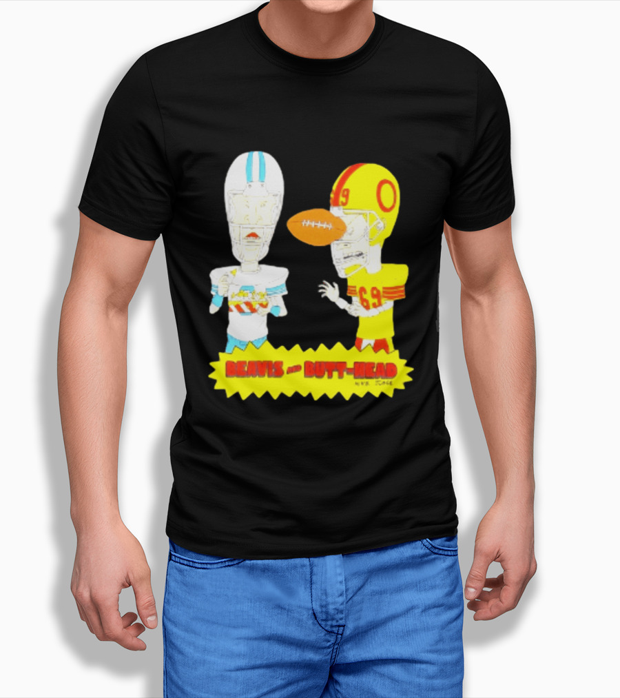 Beavis And Butt Head Football Parody Player Cartoons MTV Series 90s Humor T-Shirt